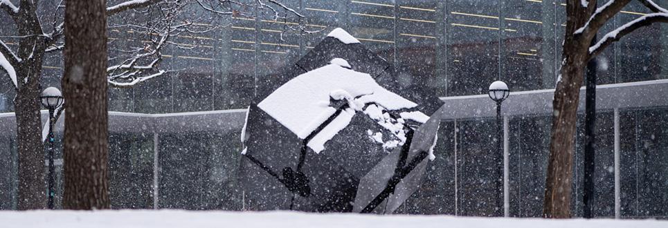 The cube covered in snow